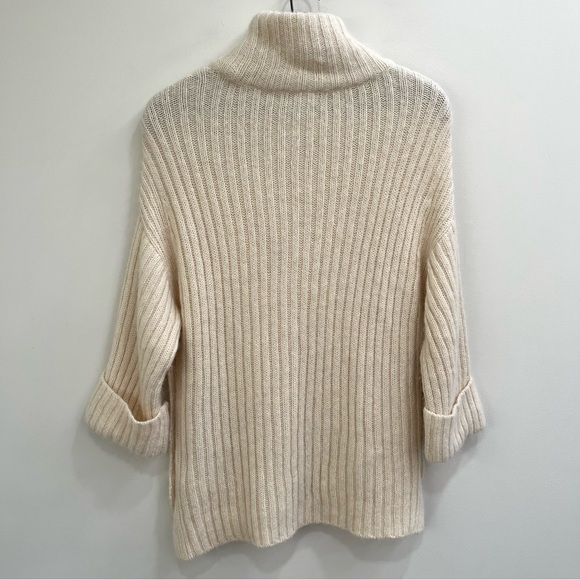 Joie cotton alpaca cream ribbed knit tunic sweater buttoned sides size XXS/S - Picture 3 of 8